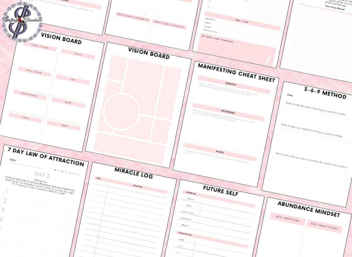 interior pages of law of attraction planner/journal