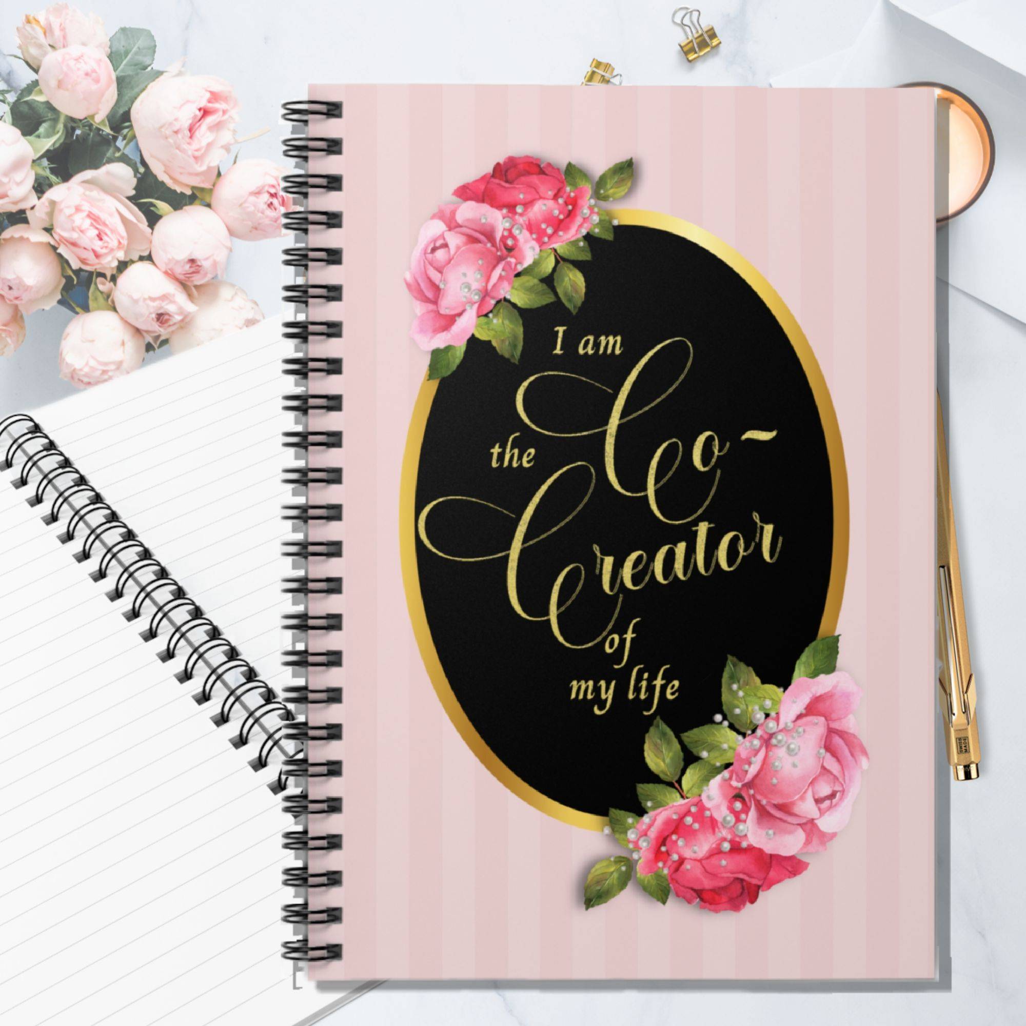 pink striped journal: I am the C-Creator of my Life