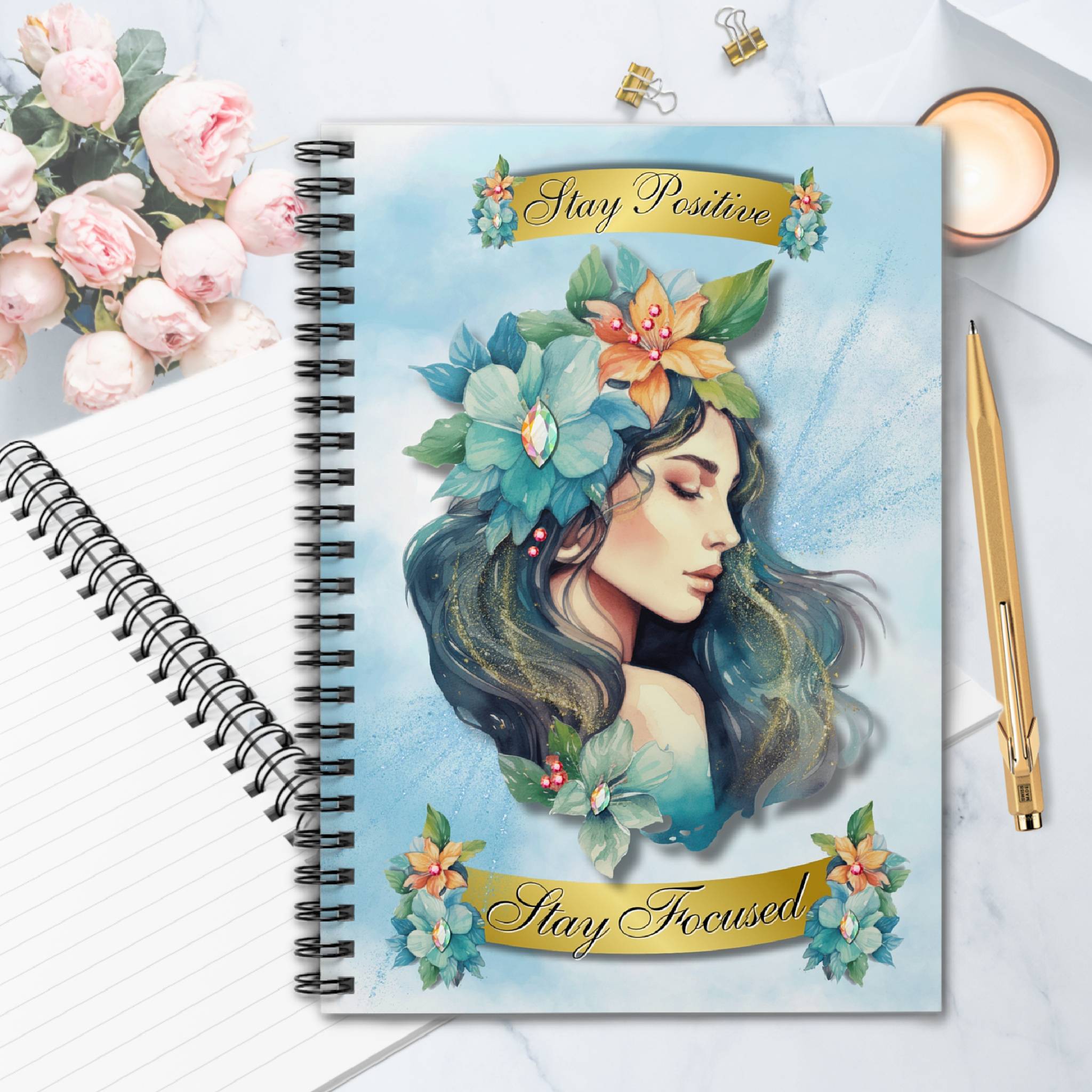 journal notebook - stay positive, stay focused