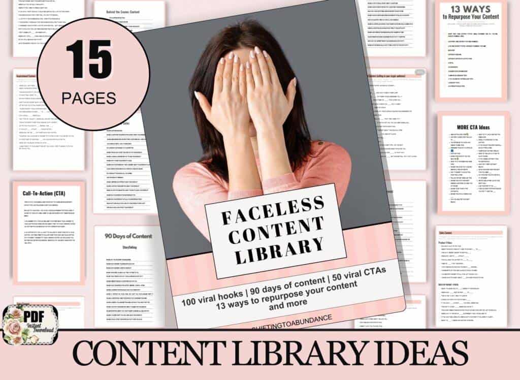 CONTENT LIBRARY IDEAS CONTENT LIBRARY IDEAS, 15 pages, faceless content library